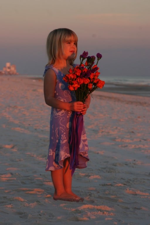 Sunset Gulf Shores Wedding Flower Girl at our Beachcastle Vacation Home